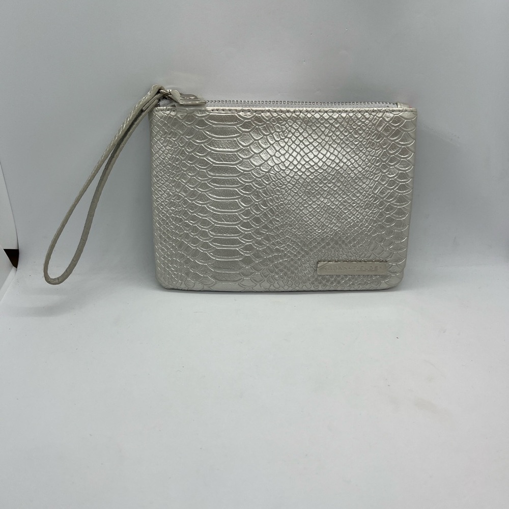 Rodan + Fields Silver Metallic Textured Wristlet Pouch | NWOT
